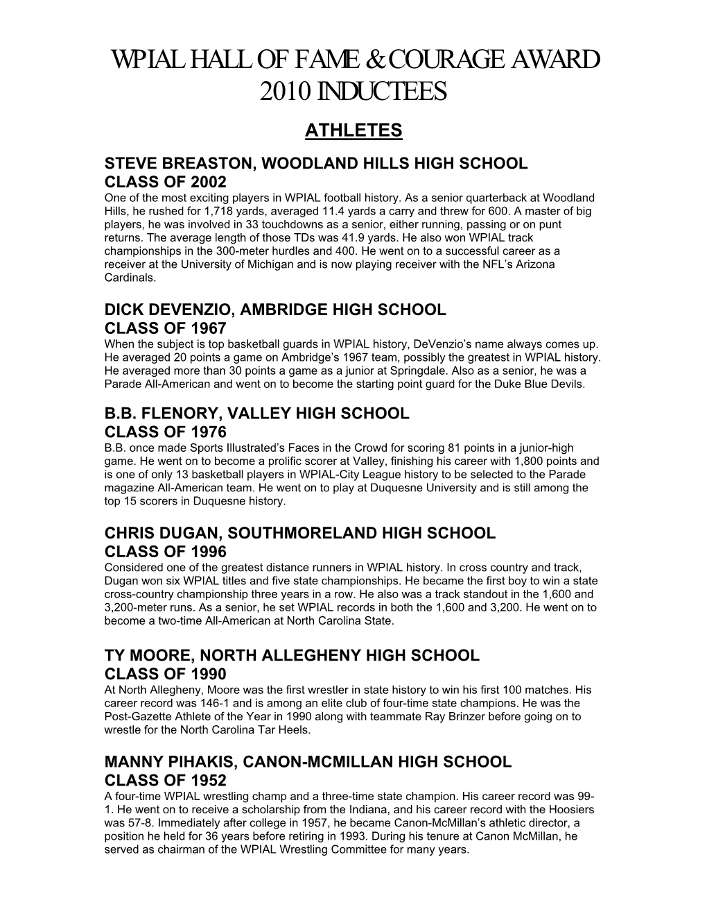 2010 – Inductees Bios