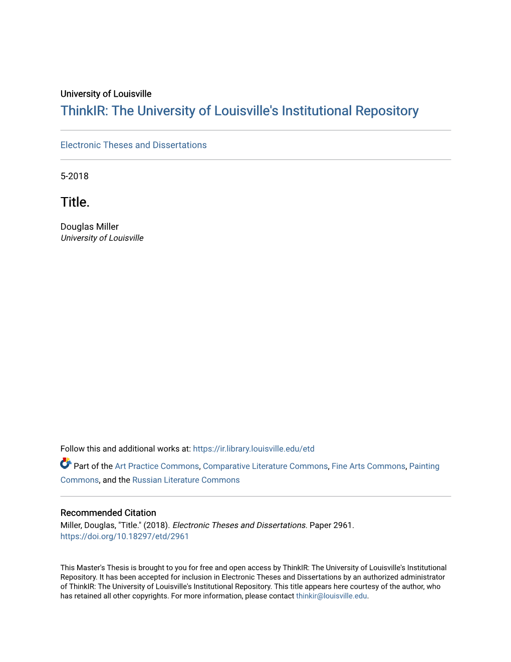 The University of Louisville's Institutional Repository Title