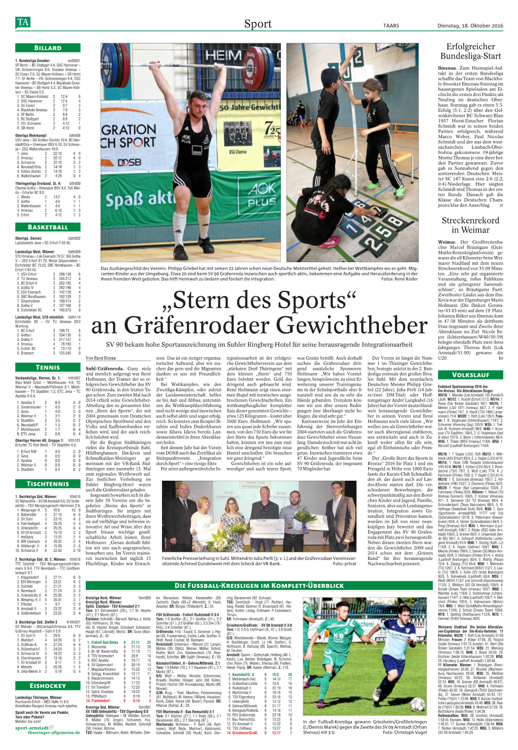 „Stern Des Sports“ an Gräfenrodaer Gewichtheber