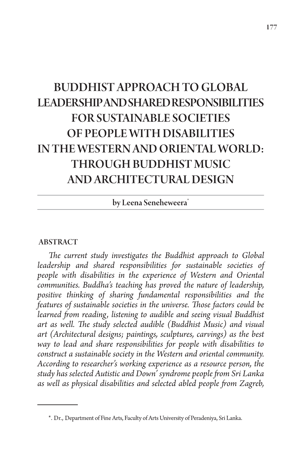 Buddhist Approach to Global Leadership and Shared