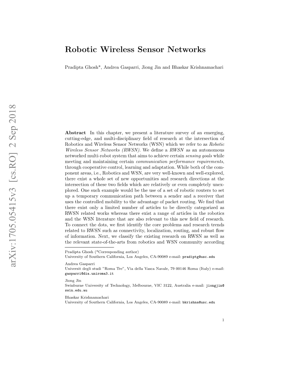 Robotic Wireless Sensor Networks