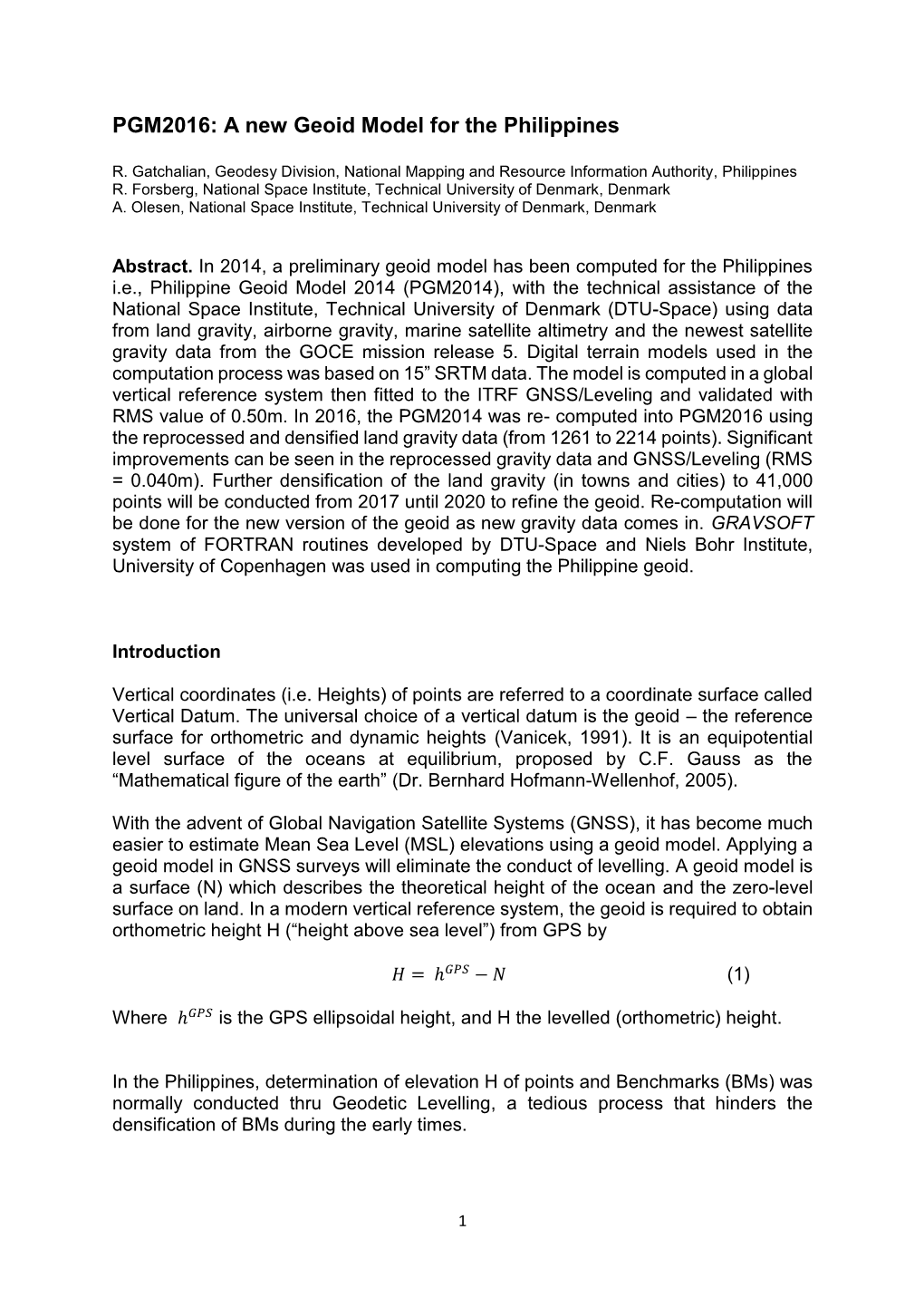 A New Geoid Model for the Philippines