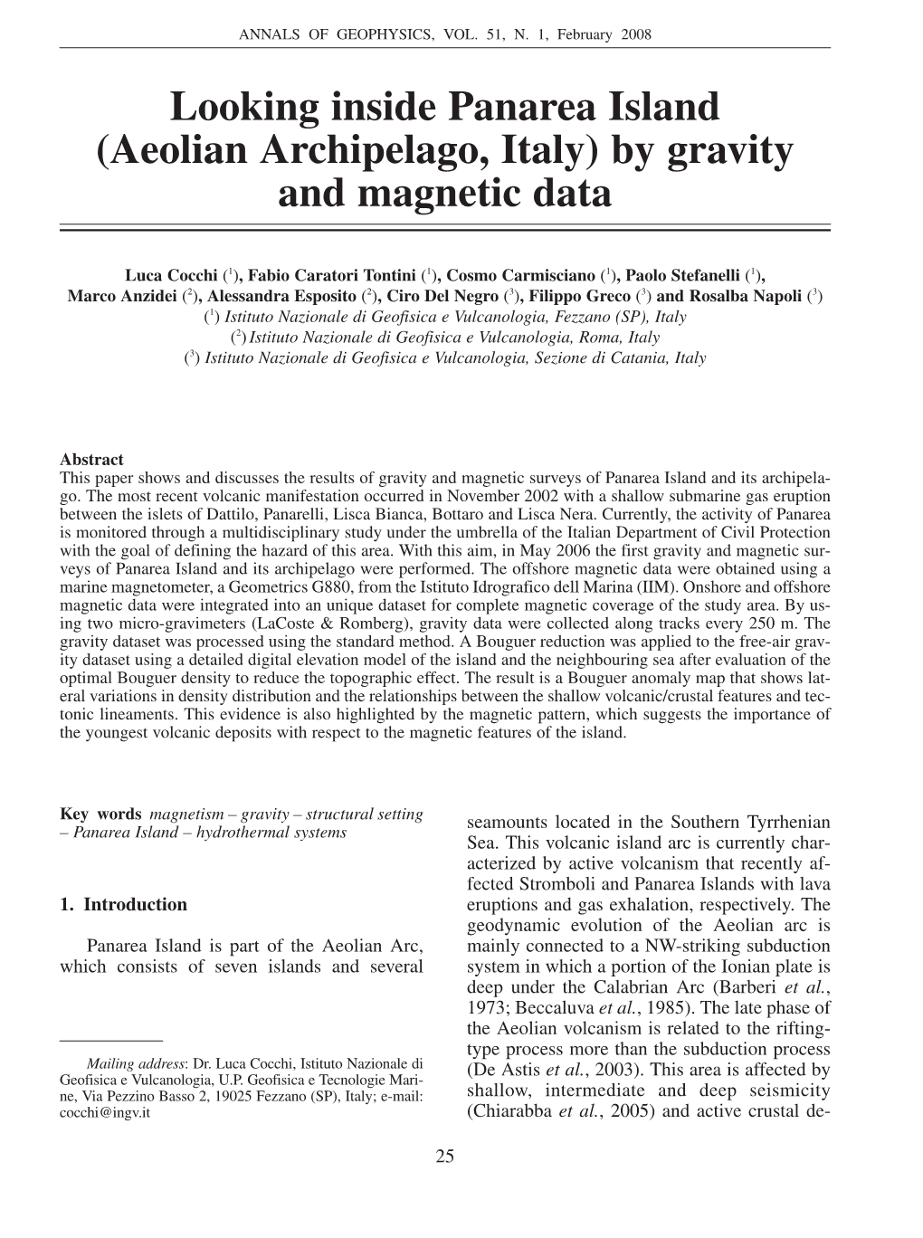 Aeolian Archipelago, Italy) by Gravity and Magnetic Data