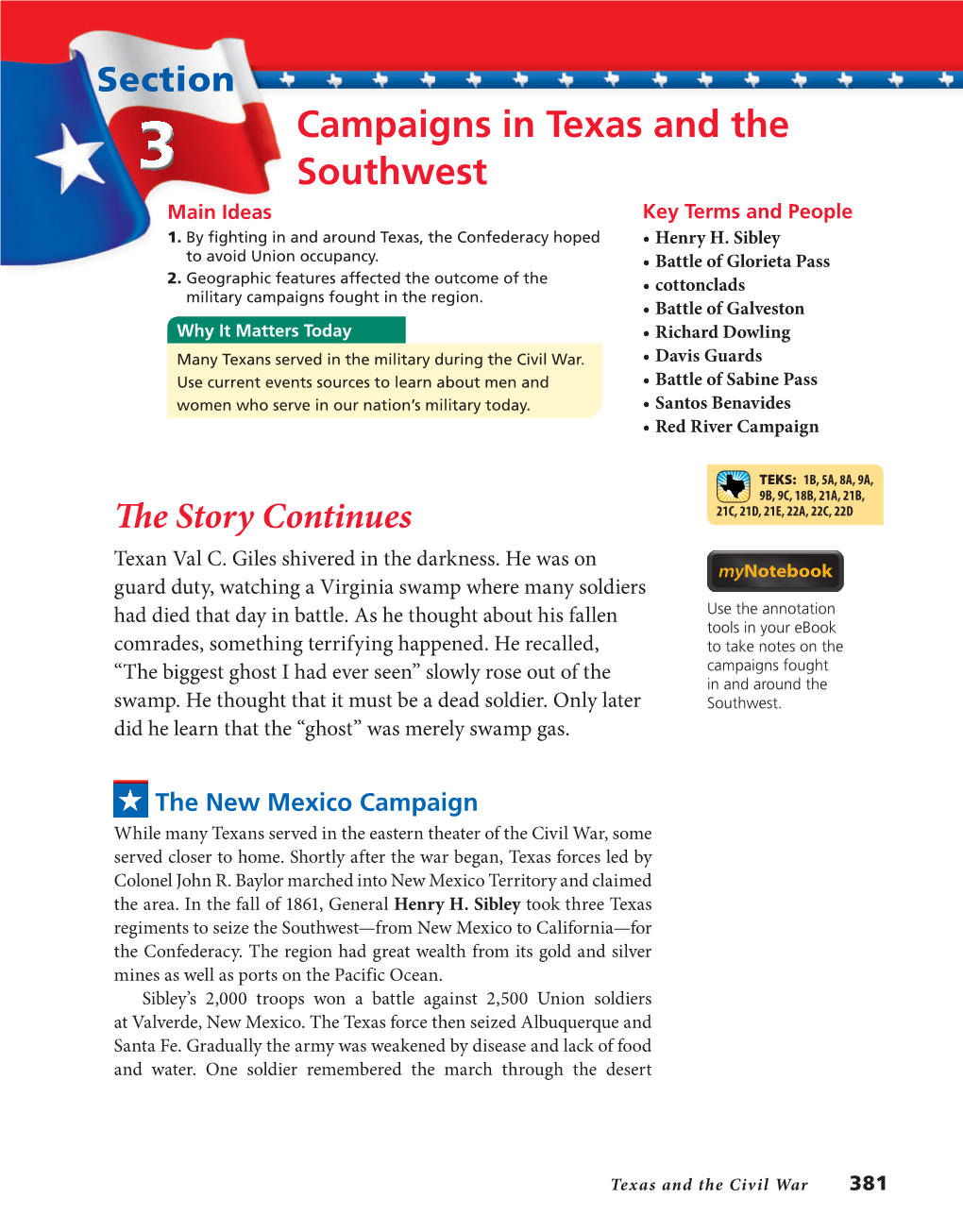 Campaigns in Texas and the Southwest