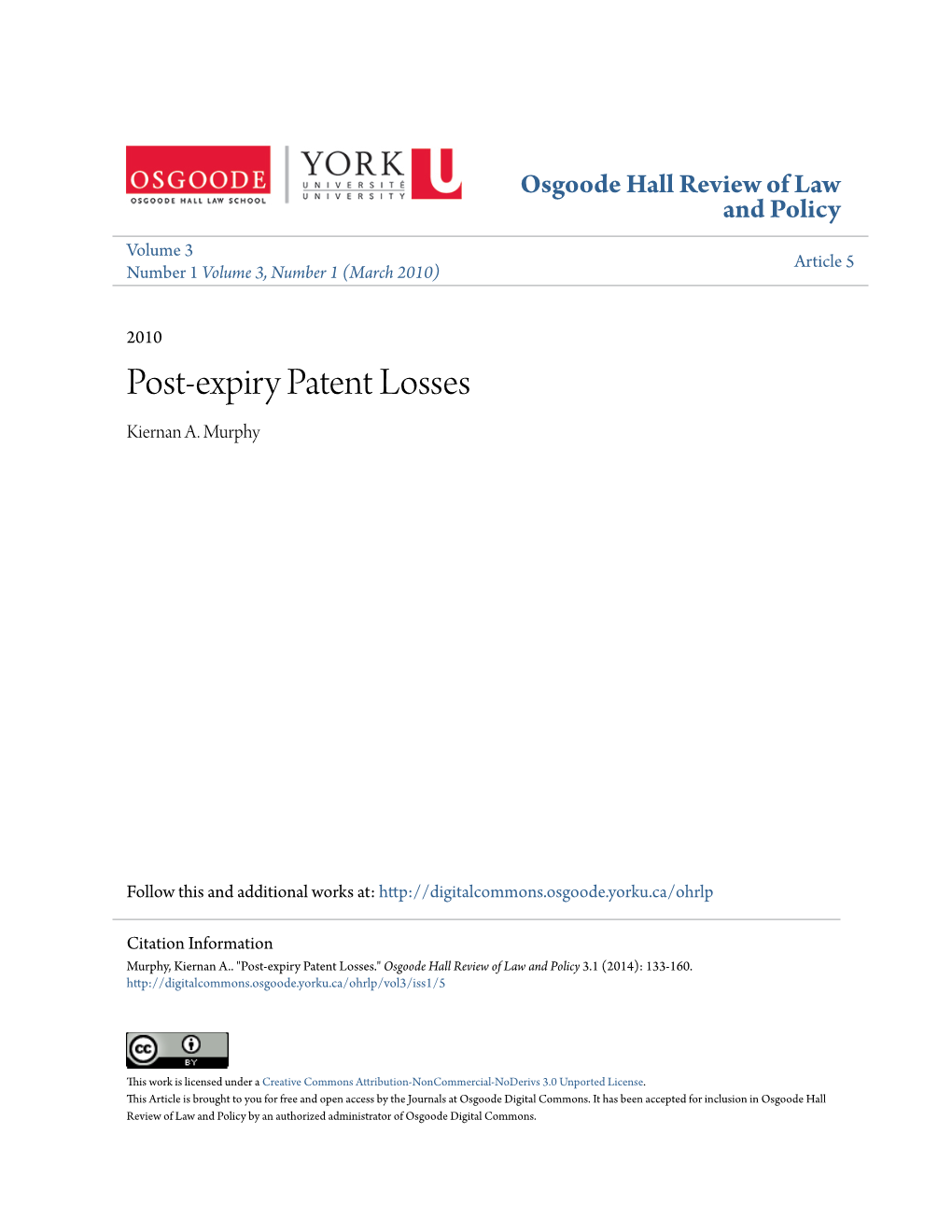 Post-Expiry Patent Losses Kiernan A