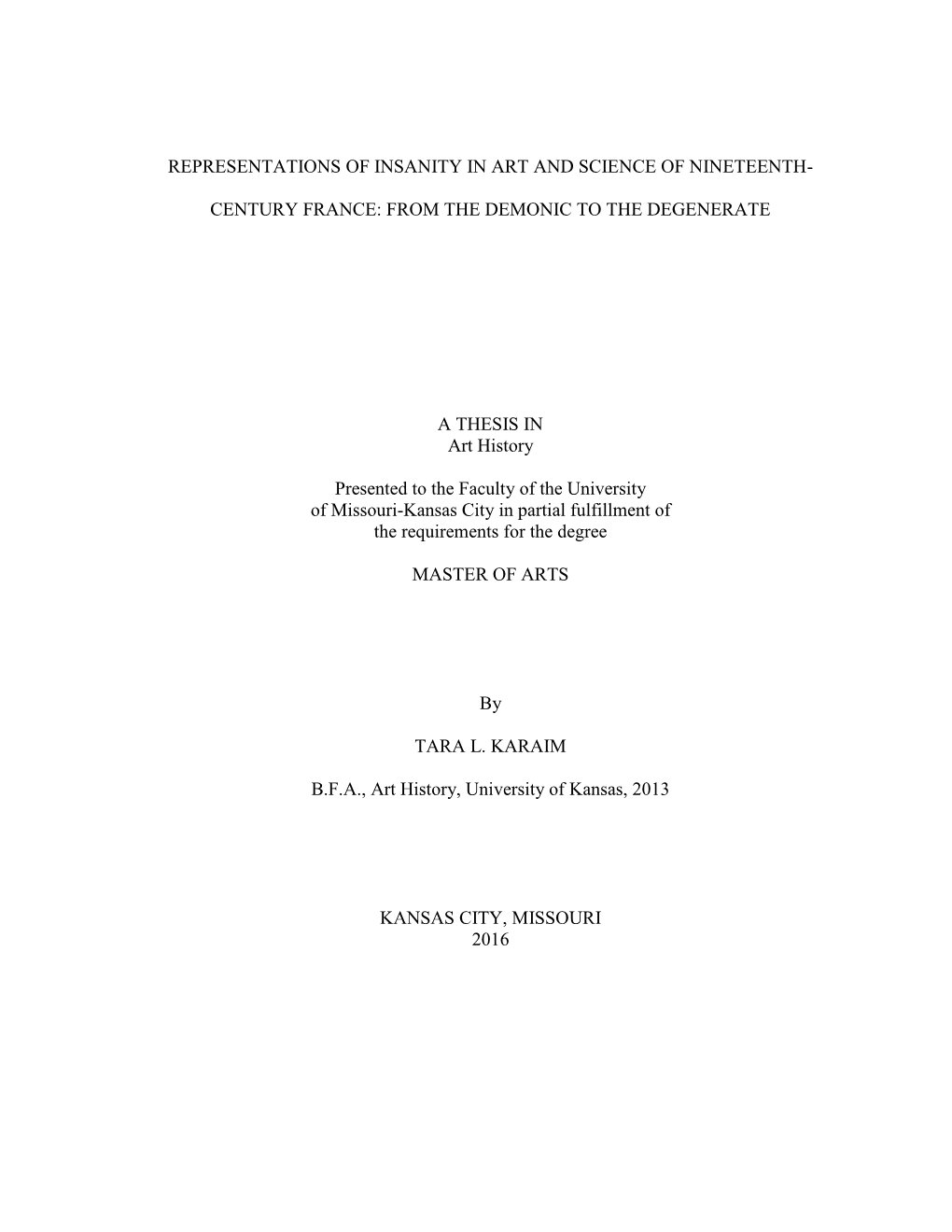 Representations of Insanity in Art and Science of Nineteenth-Century