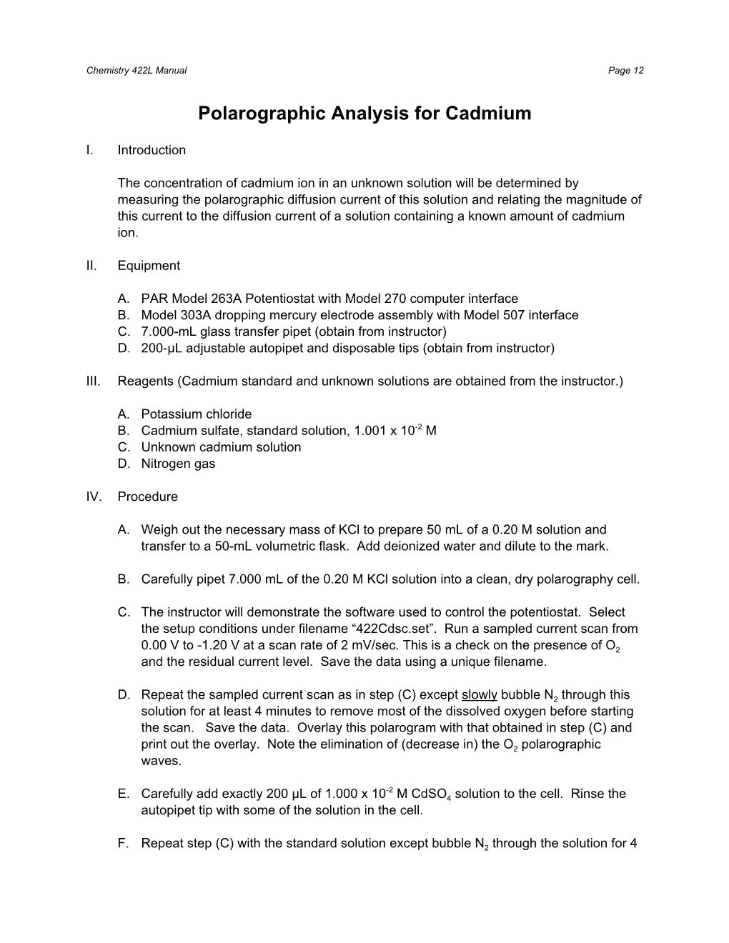 Polarographic Analysis for Cadmium