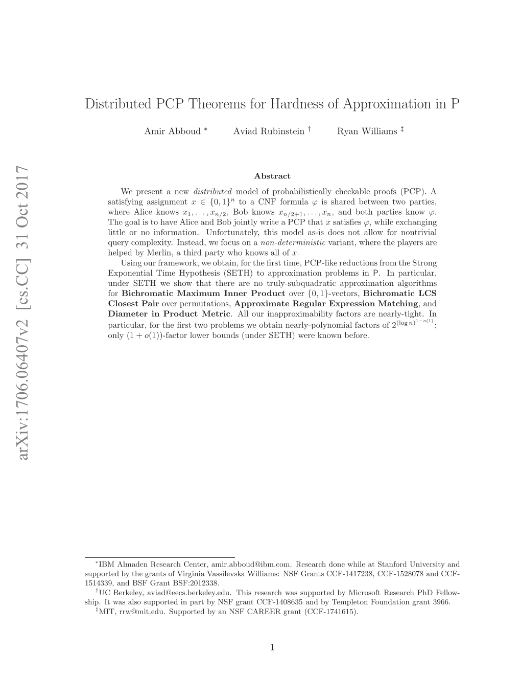 Distributed PCP Theorems for Hardness of Approximation in P