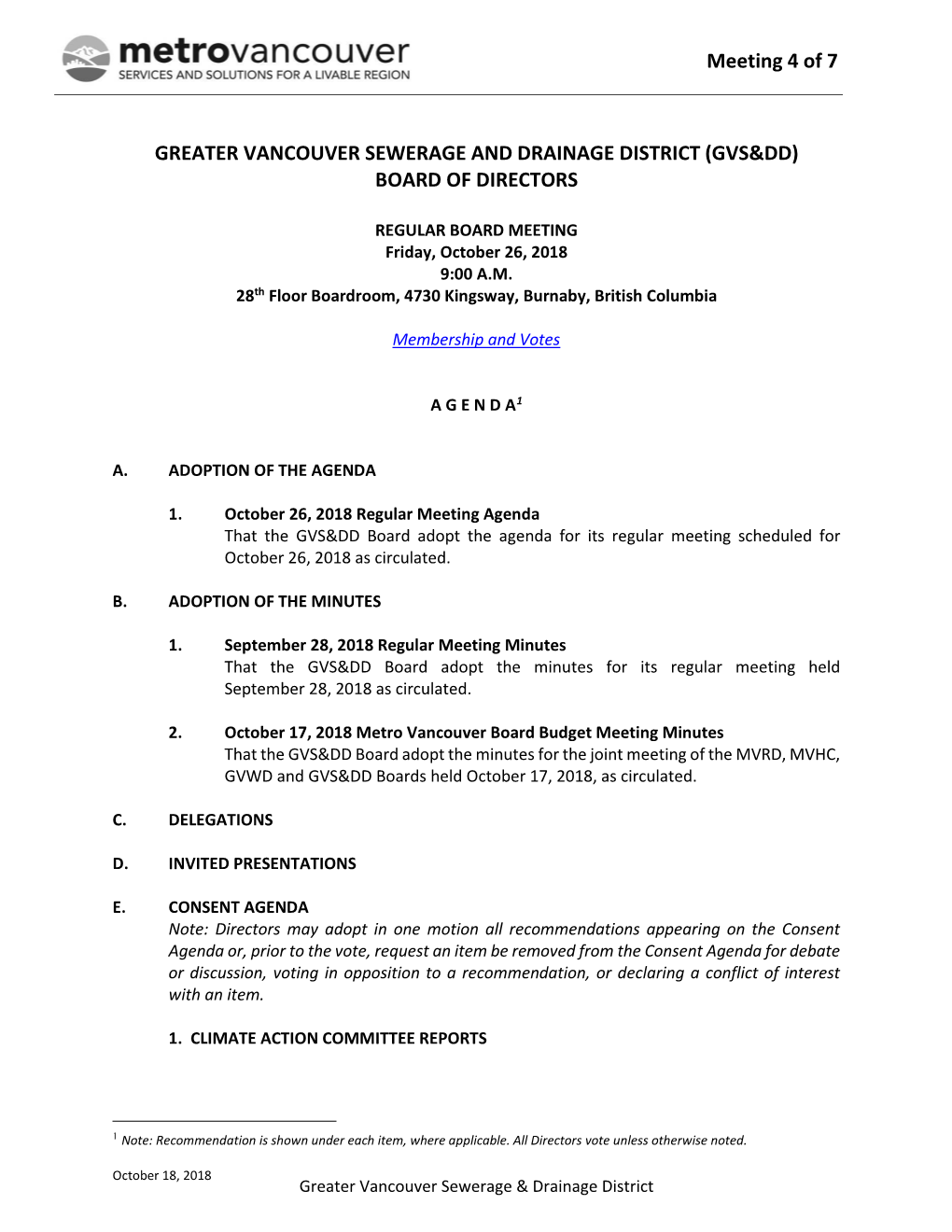 GVSDD Board Regular Meeting Agenda Package