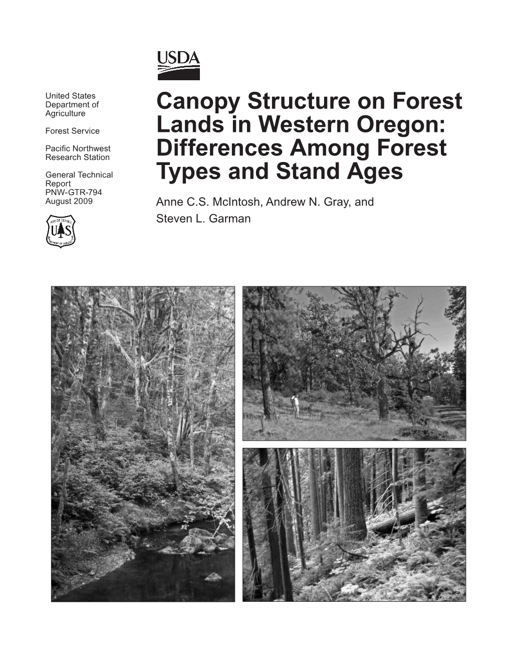 Canopy Structure on Forest Lands in Western Oregon: Differences Among Forest Types and Stand Ages