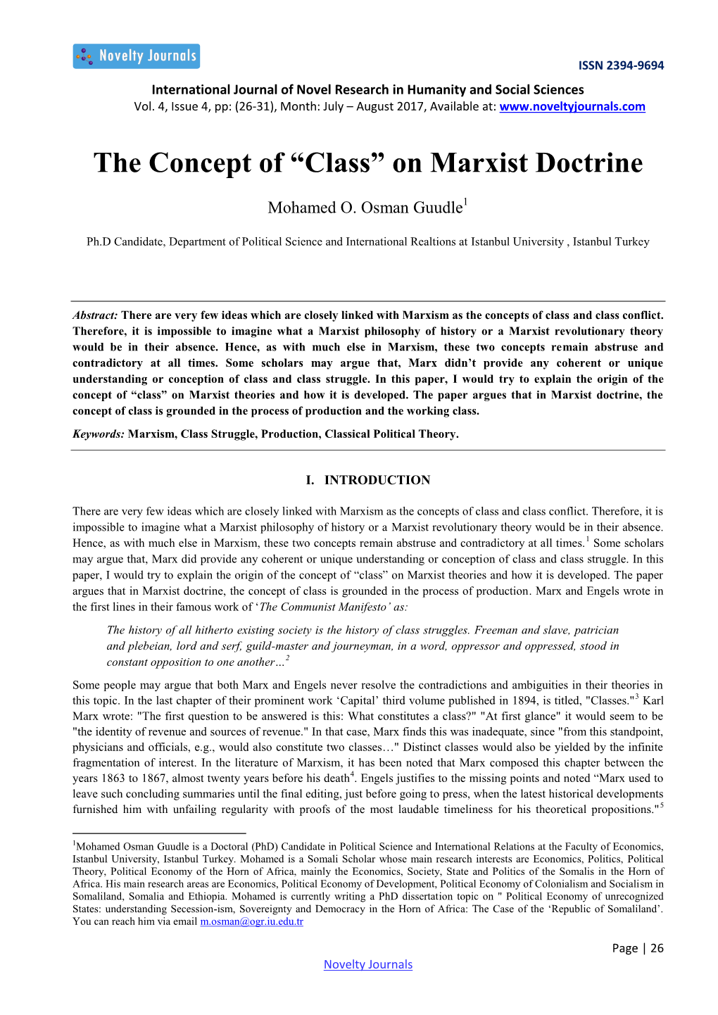 The Concept of “Class” on Marxist Doctrine