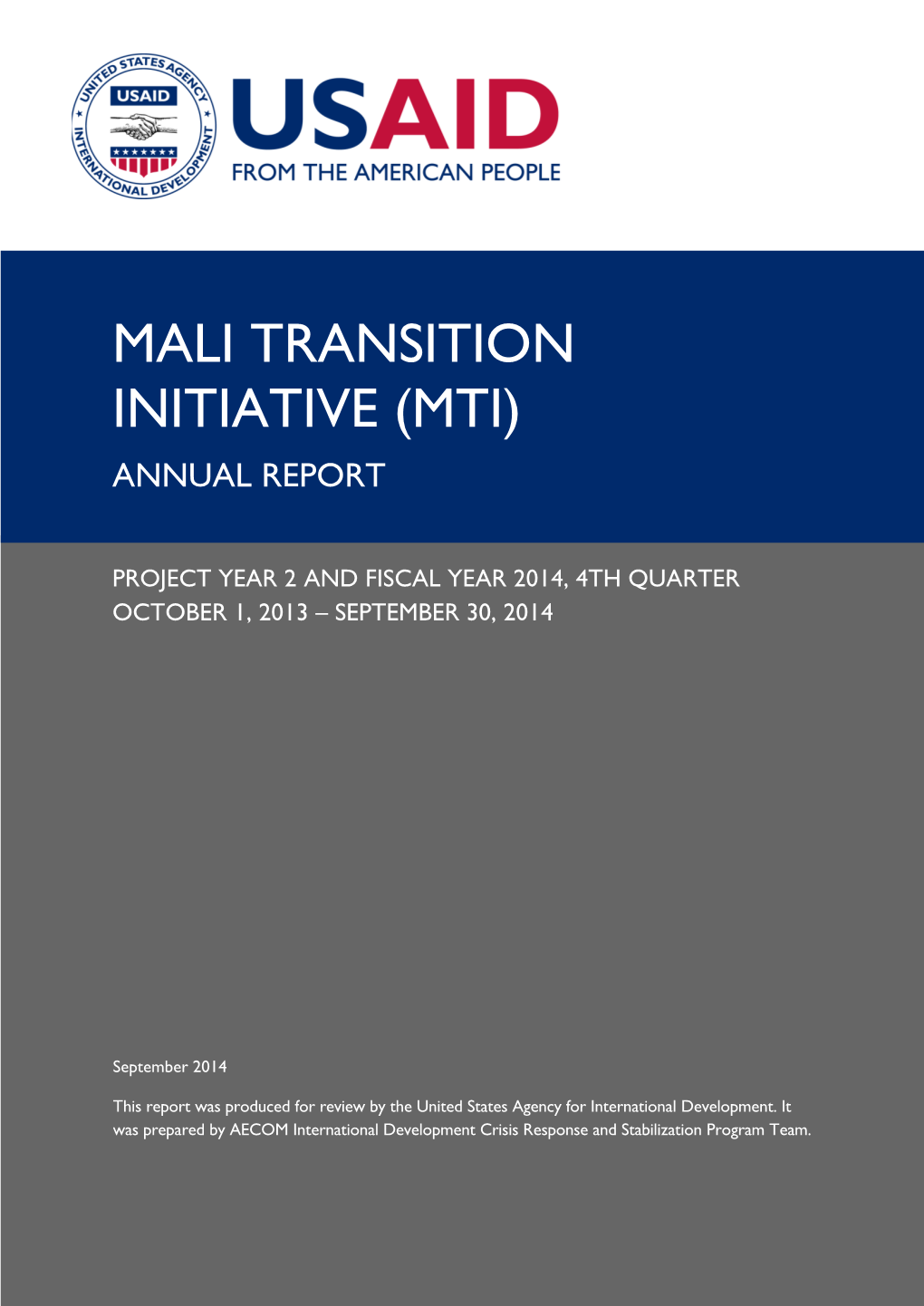 Mali Transition Initiative (Mti) Annual Report