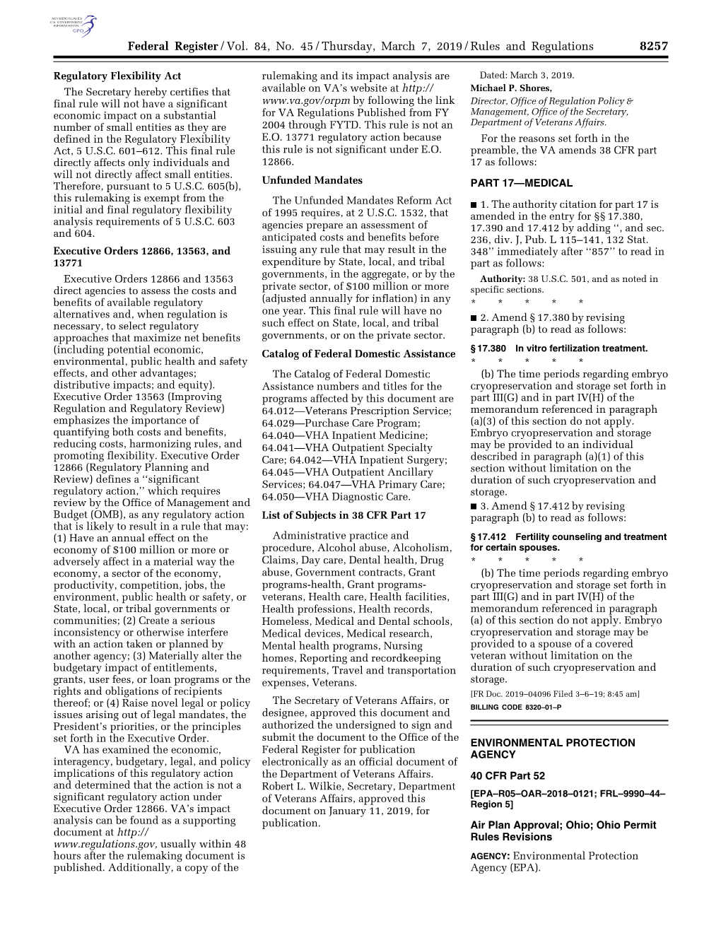 Federal Register/Vol. 84, No. 45/Thursday, March 7, 2019/Rules