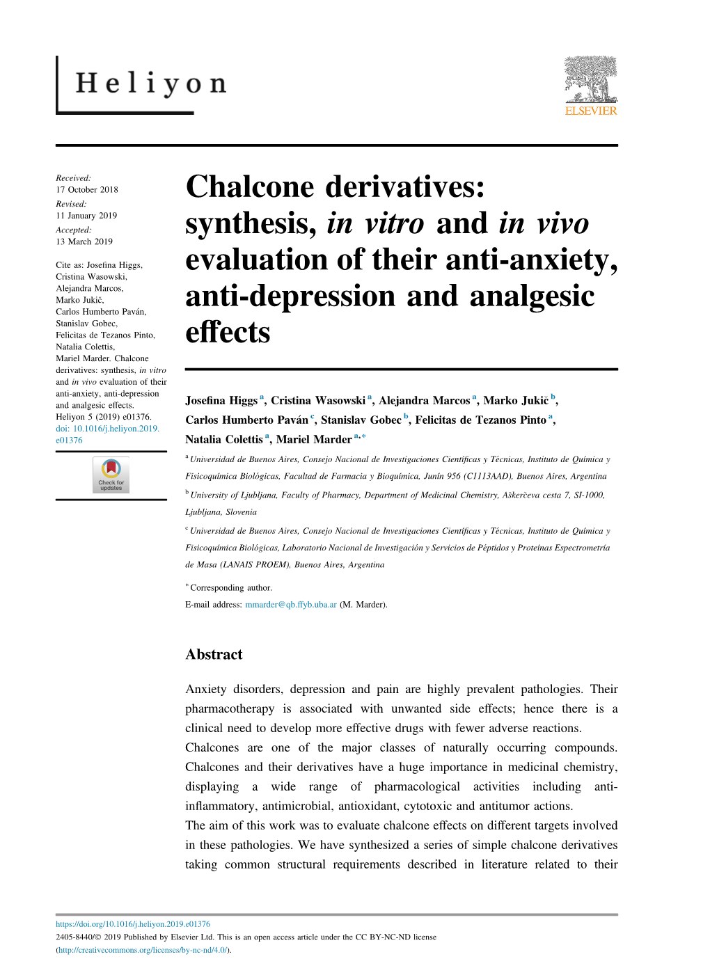 Chalcone Derivatives