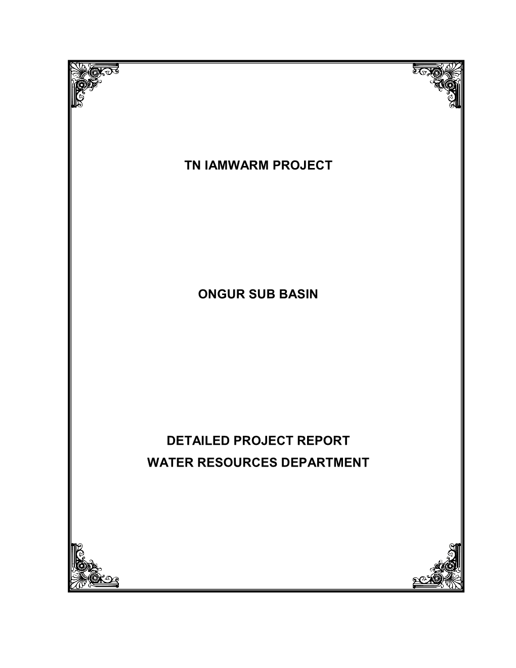 Tn Iamwarm Project Ongur Sub Basin Detailed Project