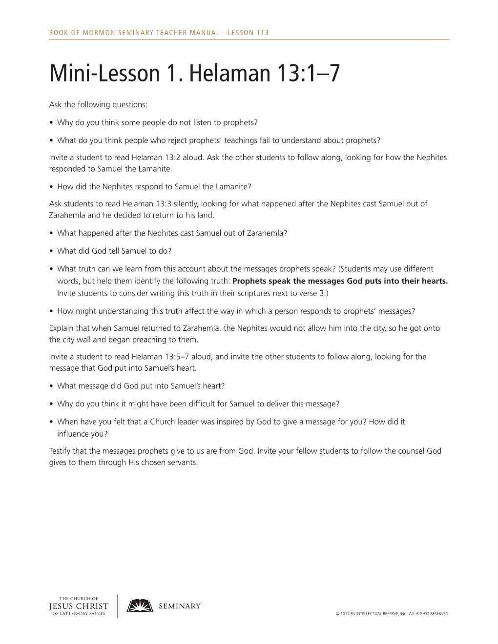 Mini-Lesson 1. Helaman 13:1–7