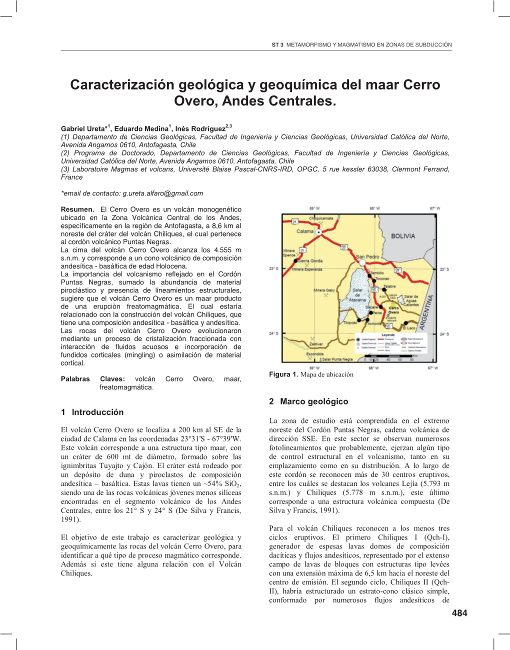 Caracterización Geológica Y Geoquímica Del Maar Cerro Overo, Andes Centrales