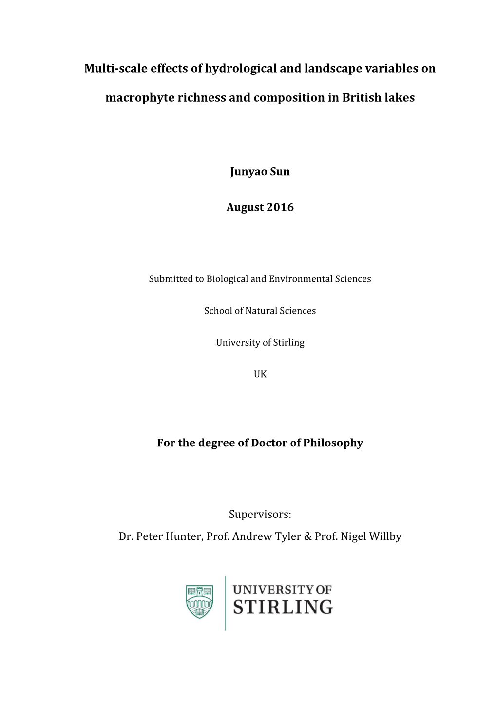 Multi-Scale Effects of Hydrological and Landscape Variables on Macrophyte Richness and Composition in British Lakes