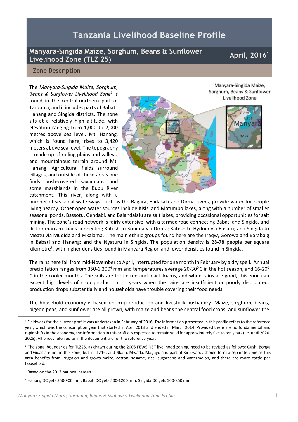 Tanzania Livelihood Baseline Profile