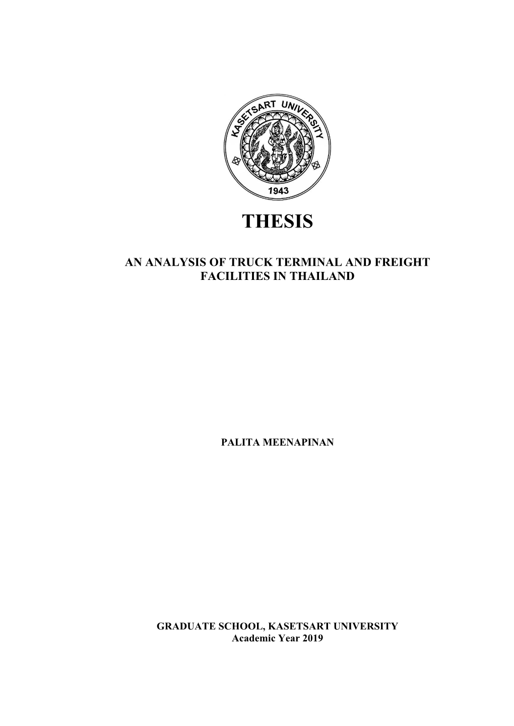 An Analysis of Truck Terminal and Freight Facilities in Thailand