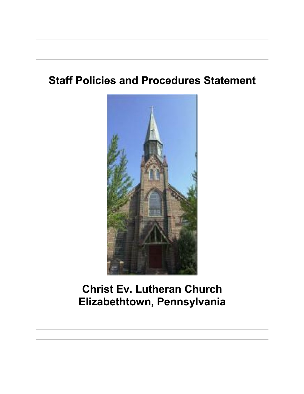 Staff Policies and Procedures Statement