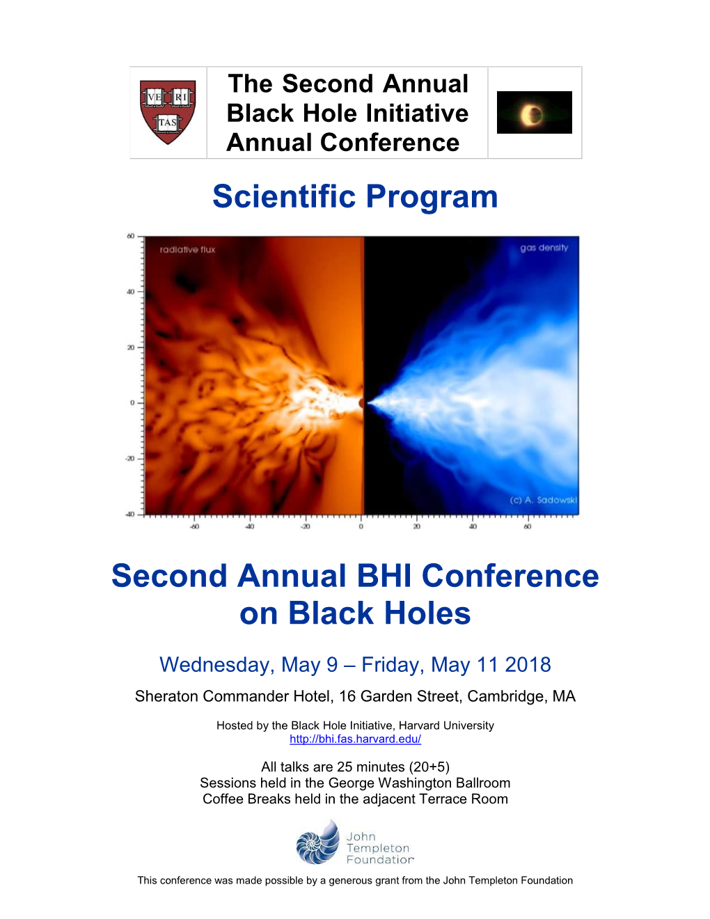 Scientific Program Second Annual BHI Conference on Black Holes