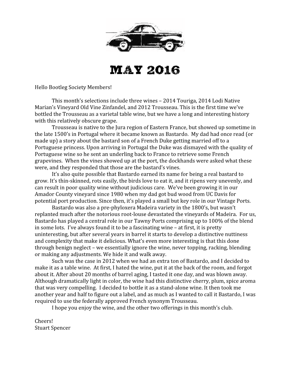 Wine Club Letter 5-11-16