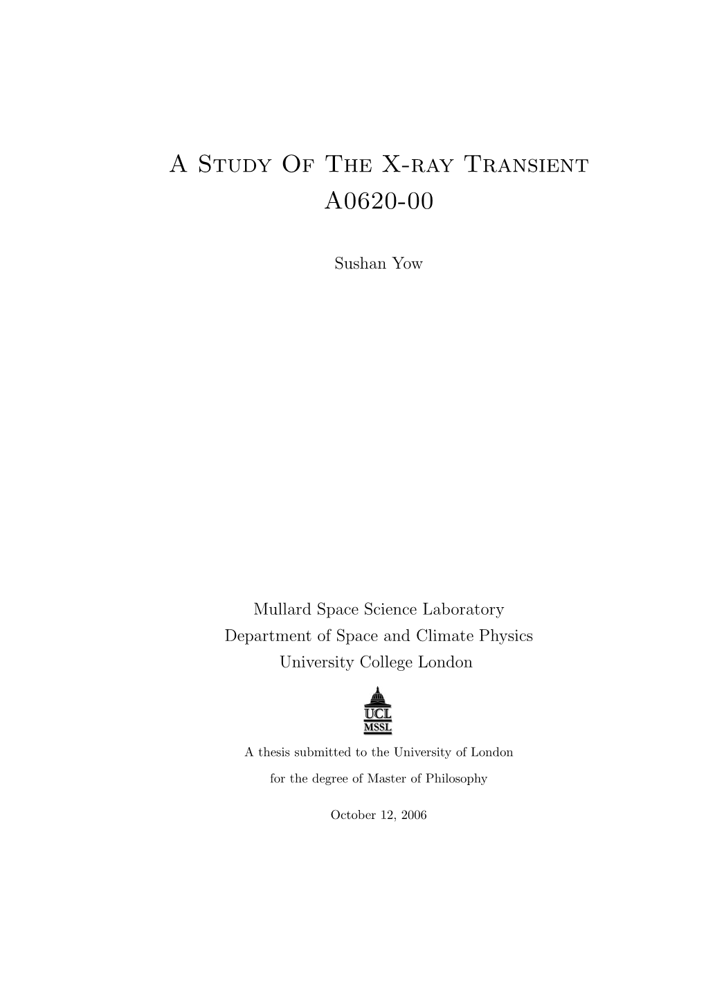 A Study of the X-Ray Transient A0620-00