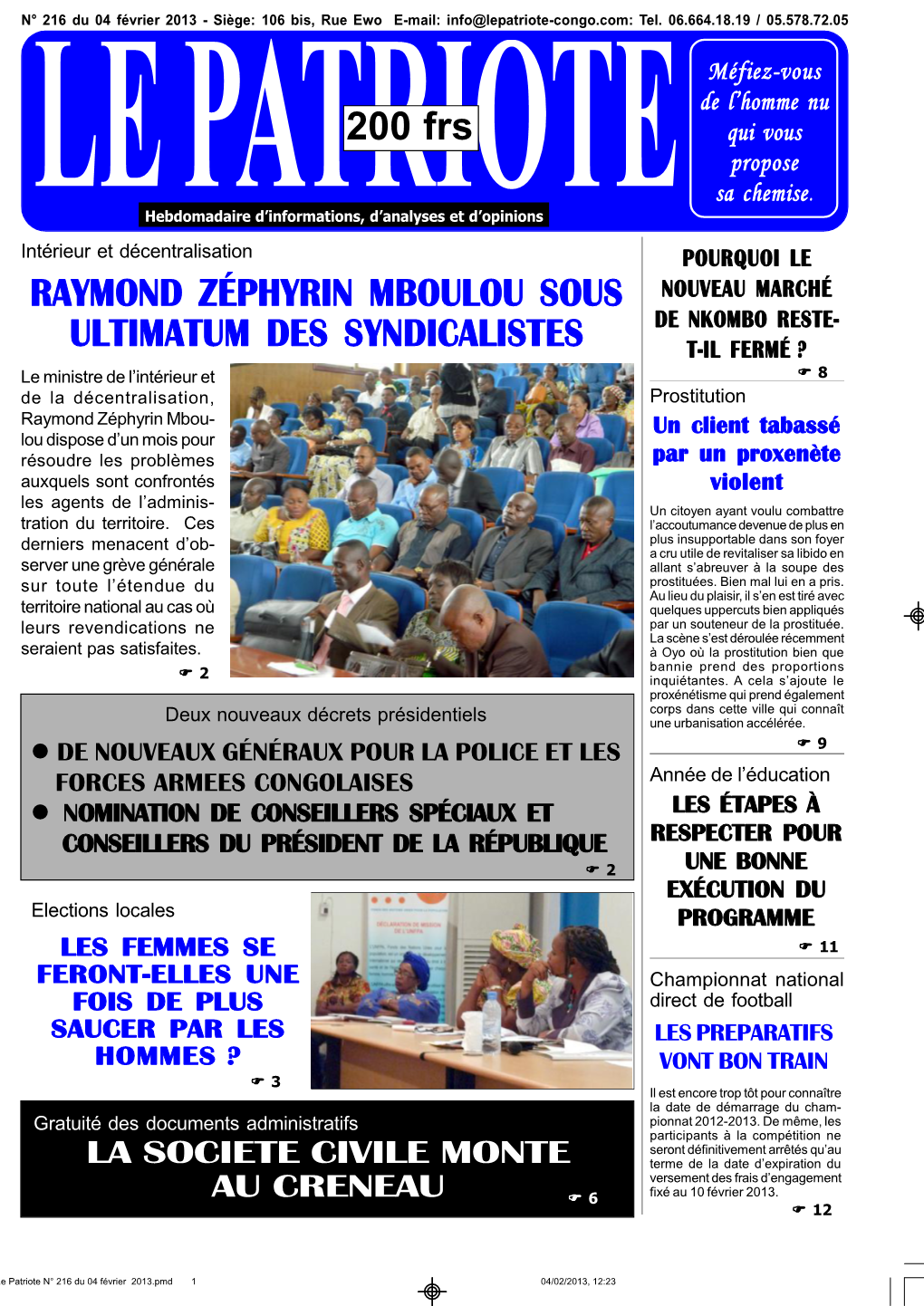 200 Frs RAYMOND ZÉPHYRIN MBOULOU SOUS ULTIMATUM