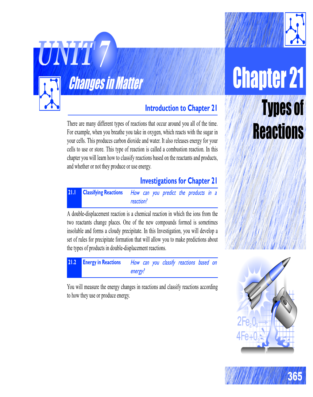 Chapter 21 Introduction to Chapter 21 Types of There Are Many Different Types of Reactions That Occur Around You All of the Time