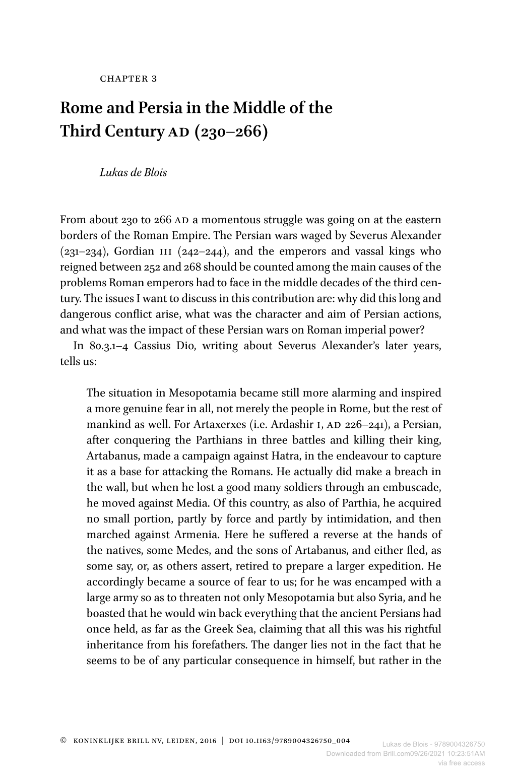 Rome and Persia in the Middle of the Third Century AD (230–266)