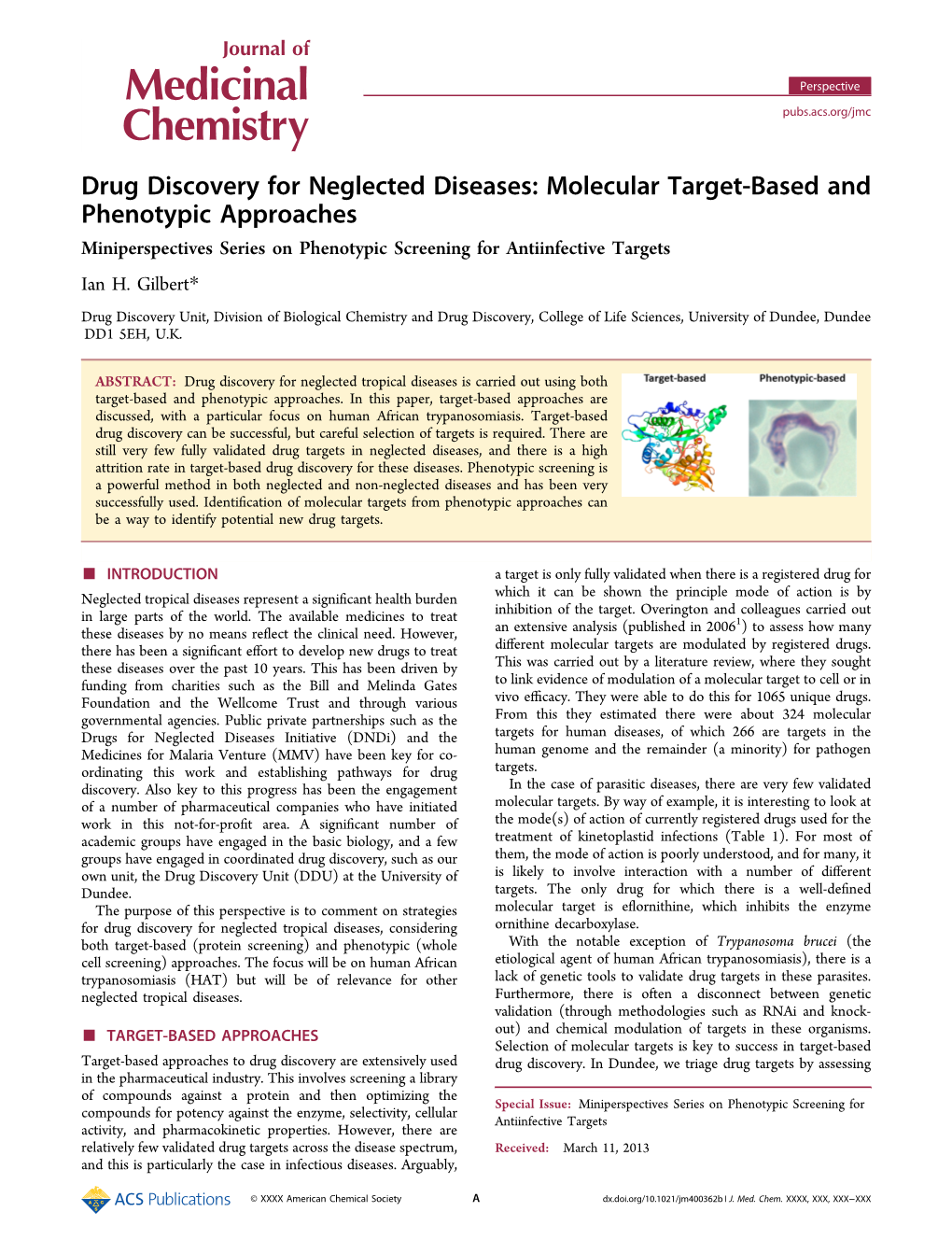 Drug Discovery for Neglected Diseases: Molecular Target-Based