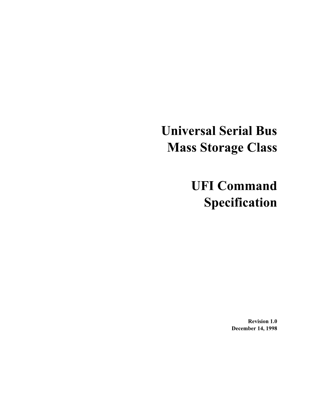 Universal Serial Bus Mass Storage Class UFI Command Specification