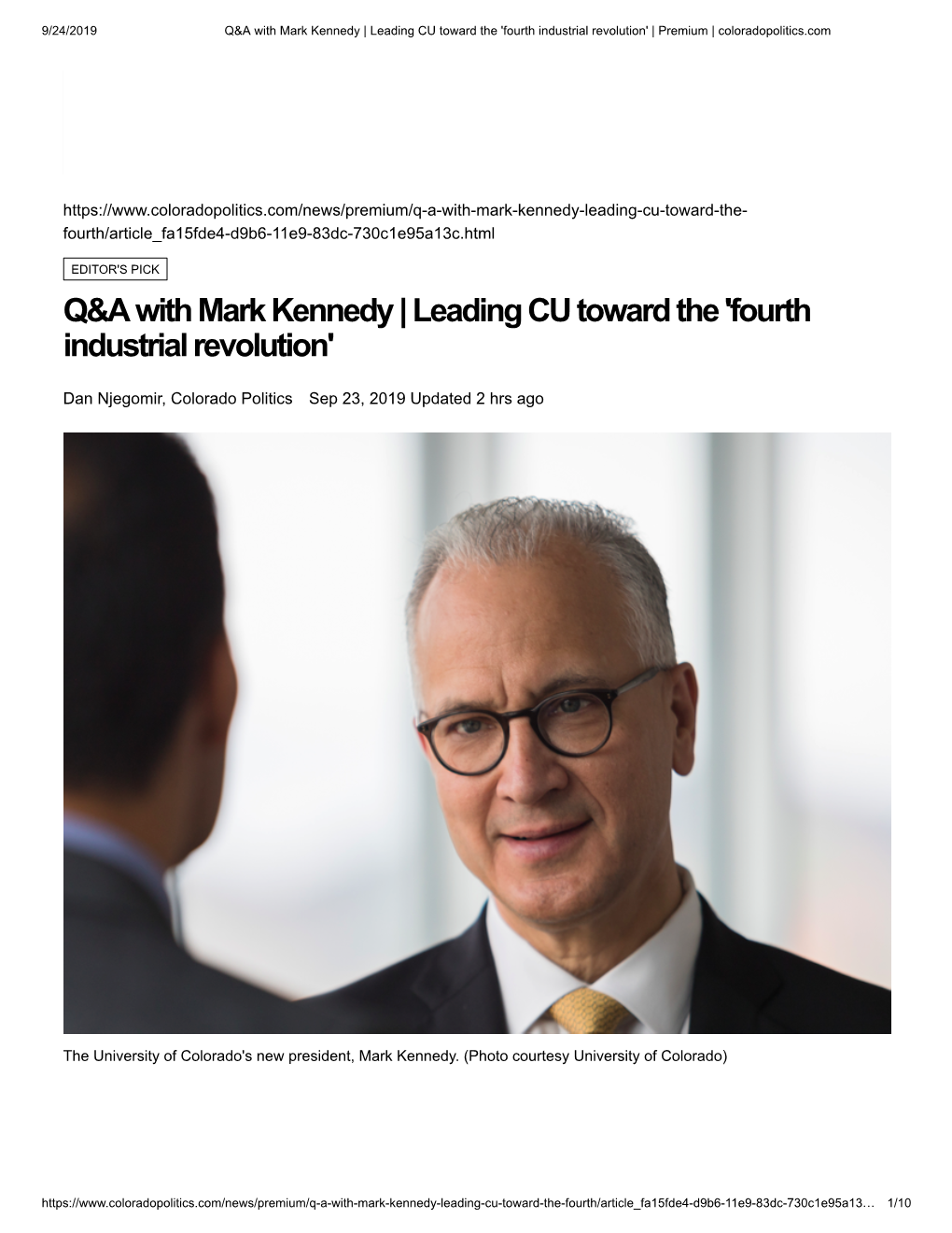 Q&A with Mark Kennedy | Leading CU Toward the 'Fourth Industrial