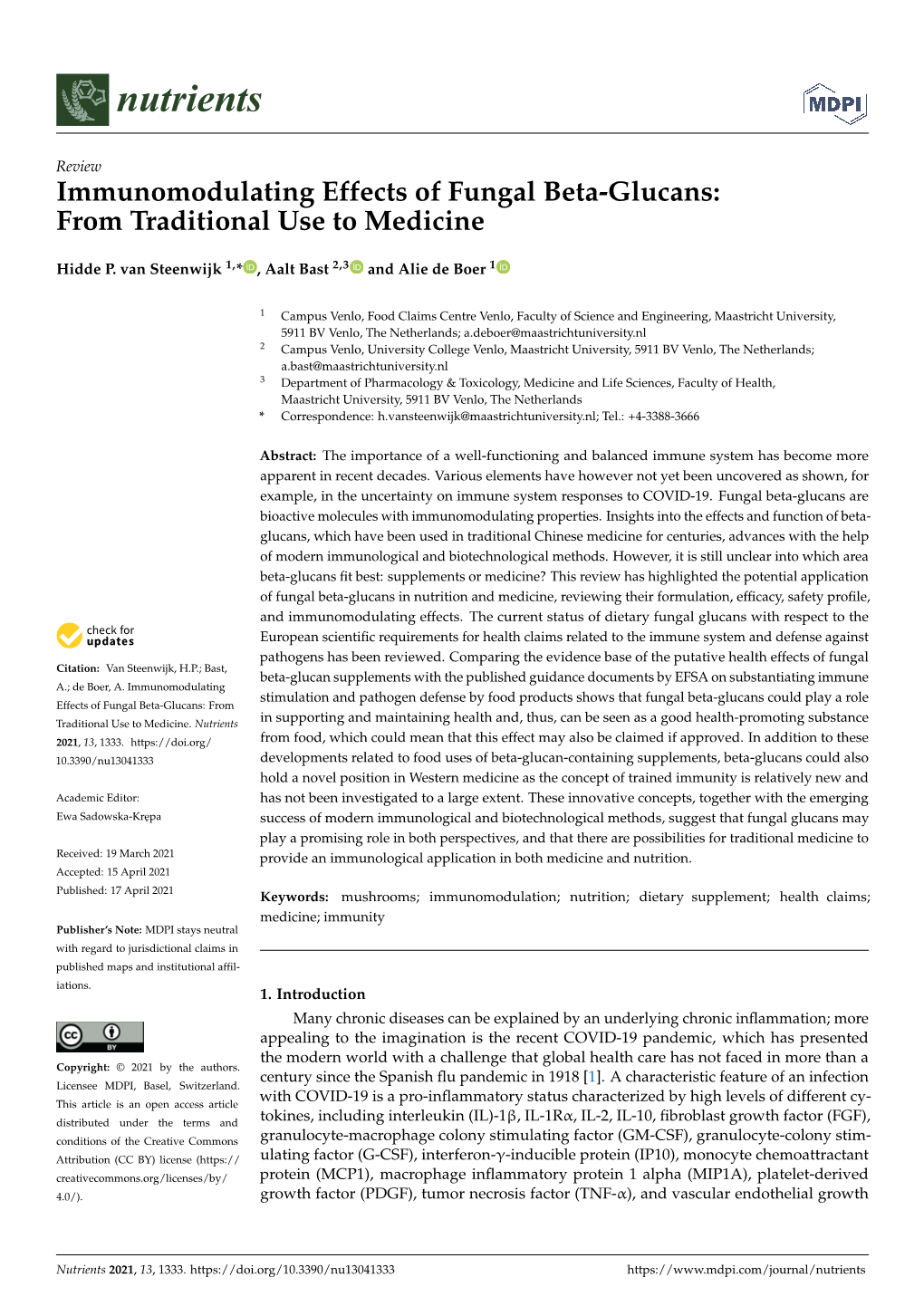 Immunomodulating Effects of Fungal Beta-Glucans: from Traditional Use to Medicine