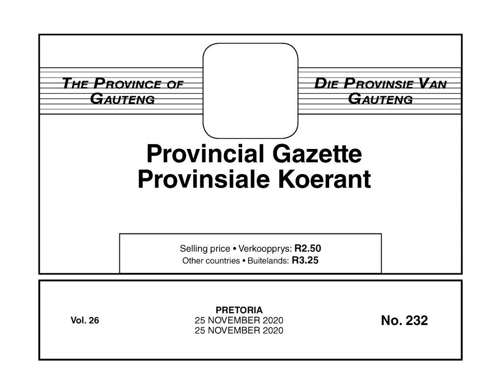 Provincial Gazette Provinsiale Koerant