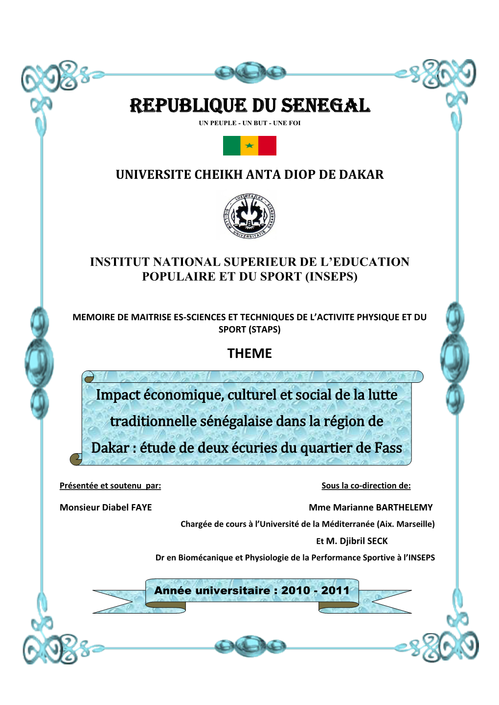 Impact Économique, Culturel Et Social De La Lutte Traditionnelle Sénégalaise Dans La Région De