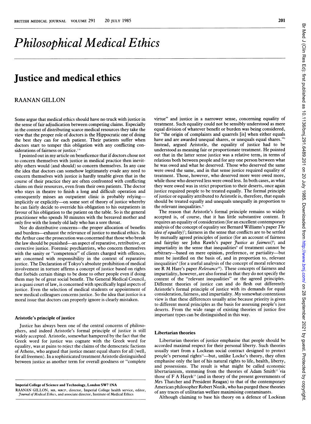 Justice and Medical Ethics