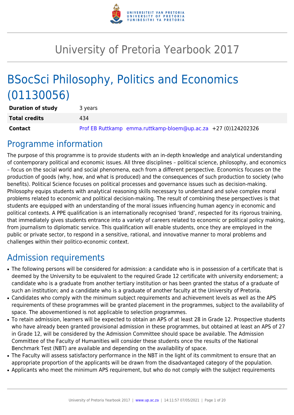 Bsocsci Philosophy, Politics and Economics (01130056)