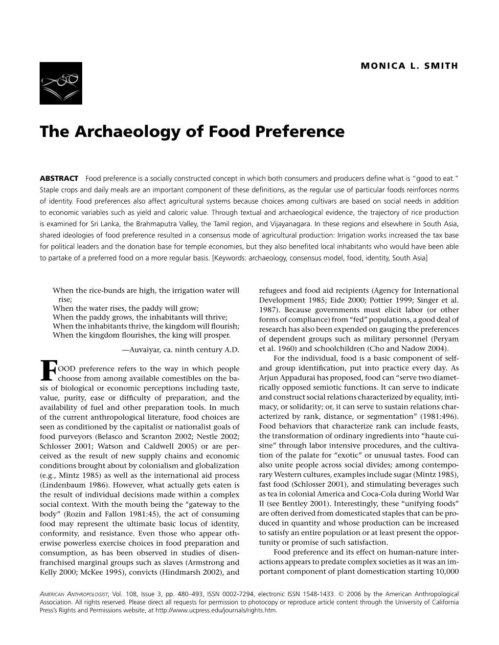 The Archaeology of Food Preference