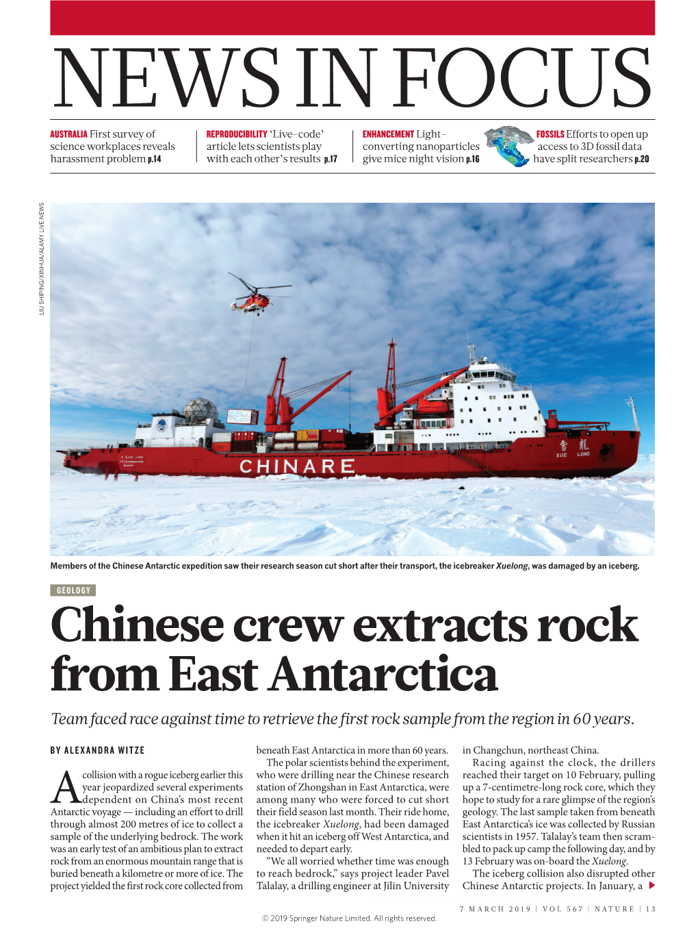 Chinese Crew Extracts Rock from East Antarctica Team Faced Race Against Time to Retrieve the First Rock Sample from the Region in 60 Years