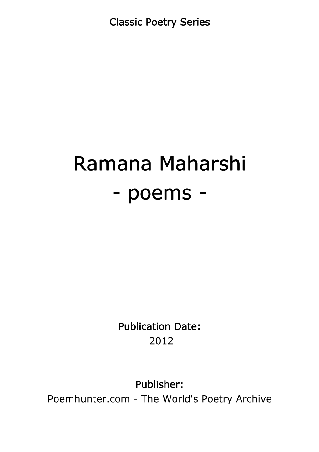 Ramana Maharshi - Poems