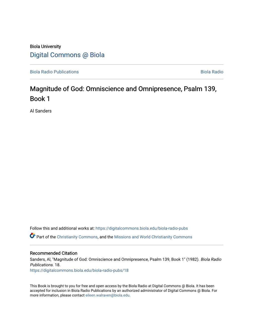 Magnitude of God: Omniscience and Omnipresence, Psalm 139, Book 1