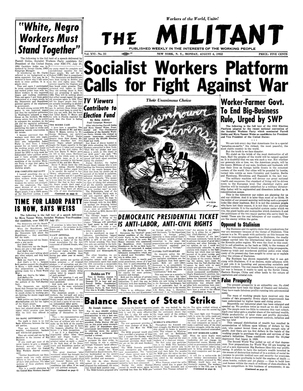 THE Socialist Workers Platform Calls for Fight Against