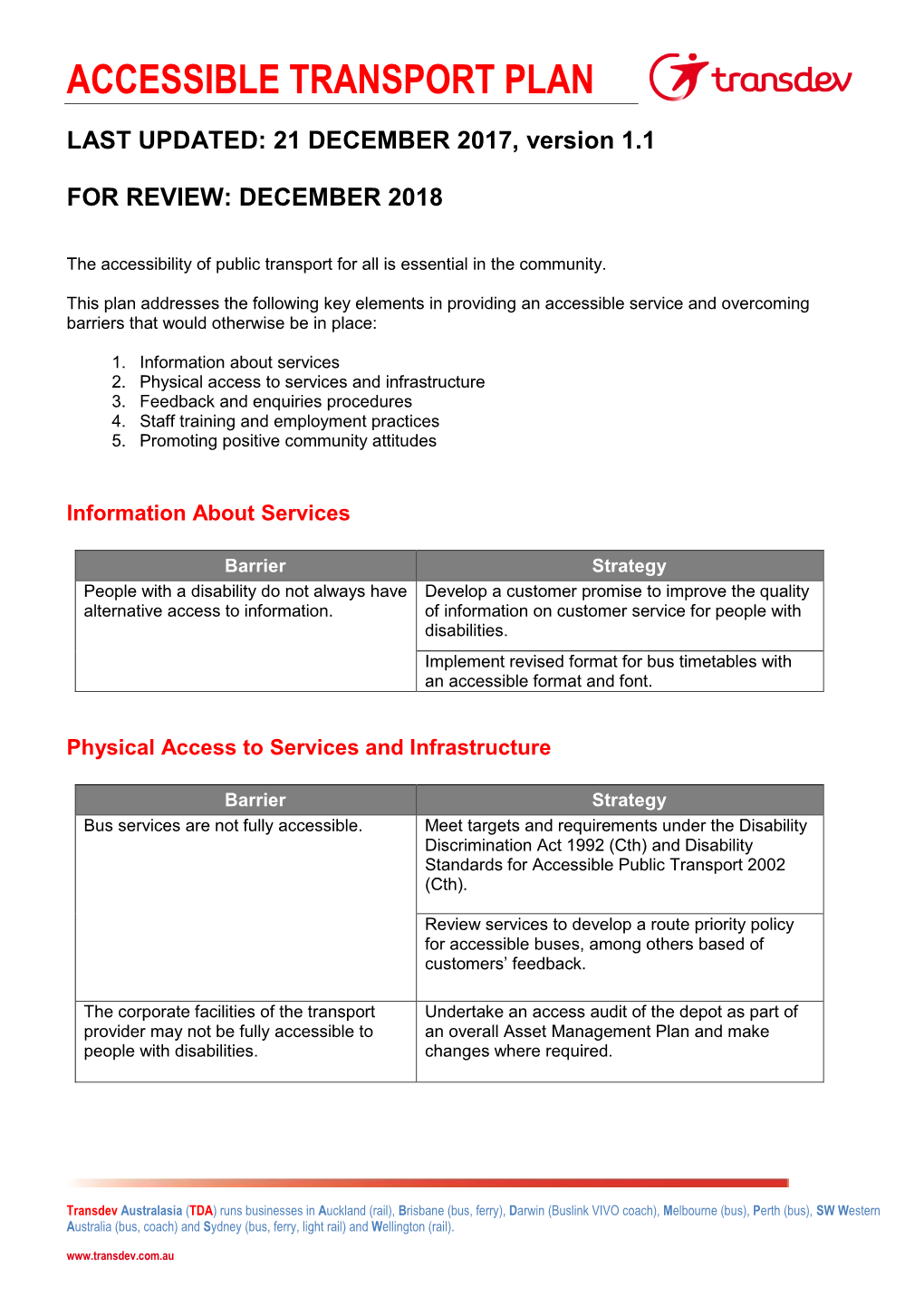 Accessible Transport Plan