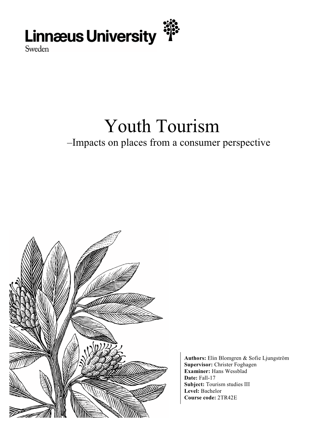 Youth Tourism –Impacts on Places from a Consumer Perspective