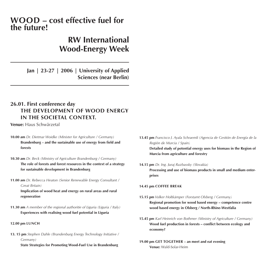 RW International Wood-Energy Week