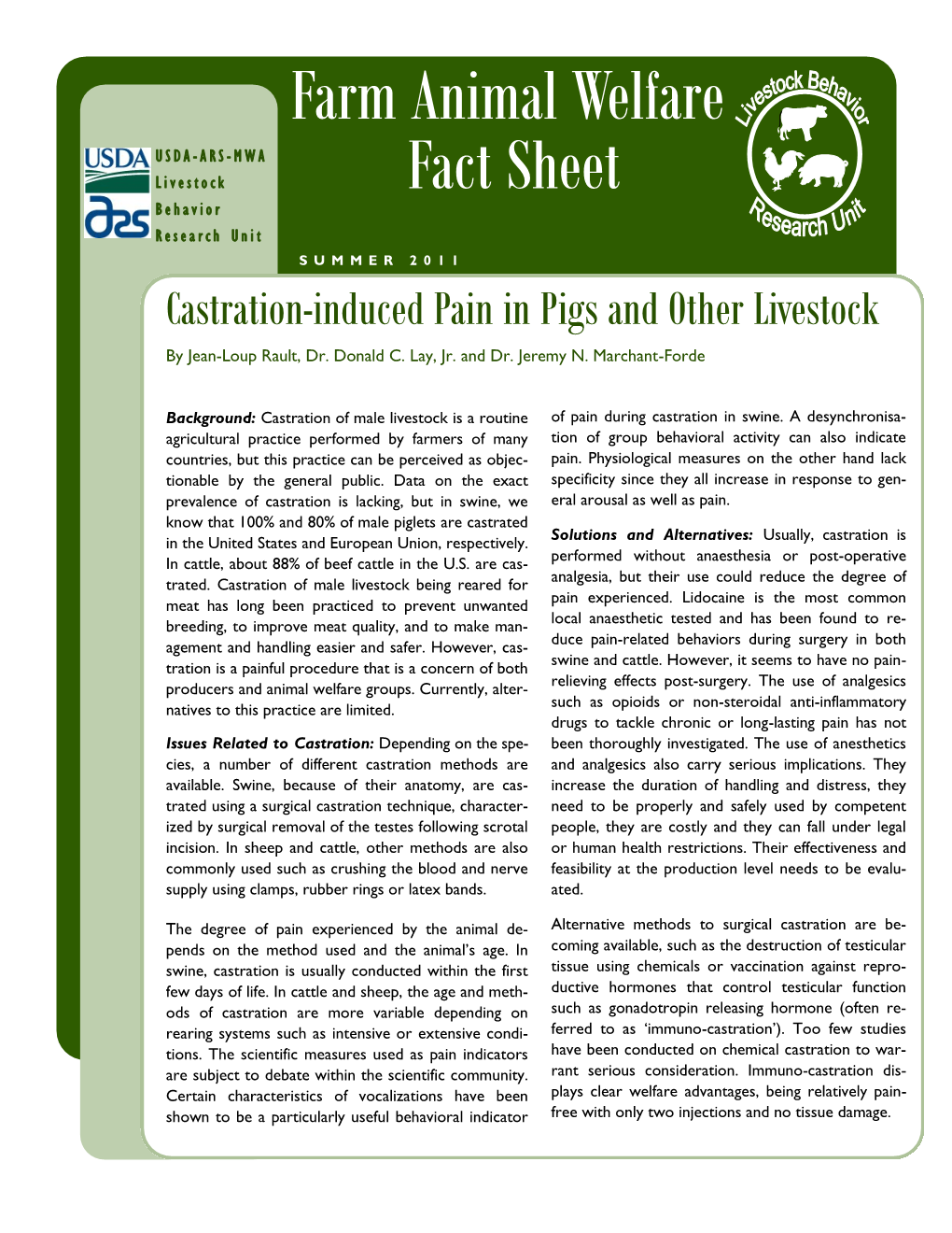 Farm Animal Welfare Fact Sheet