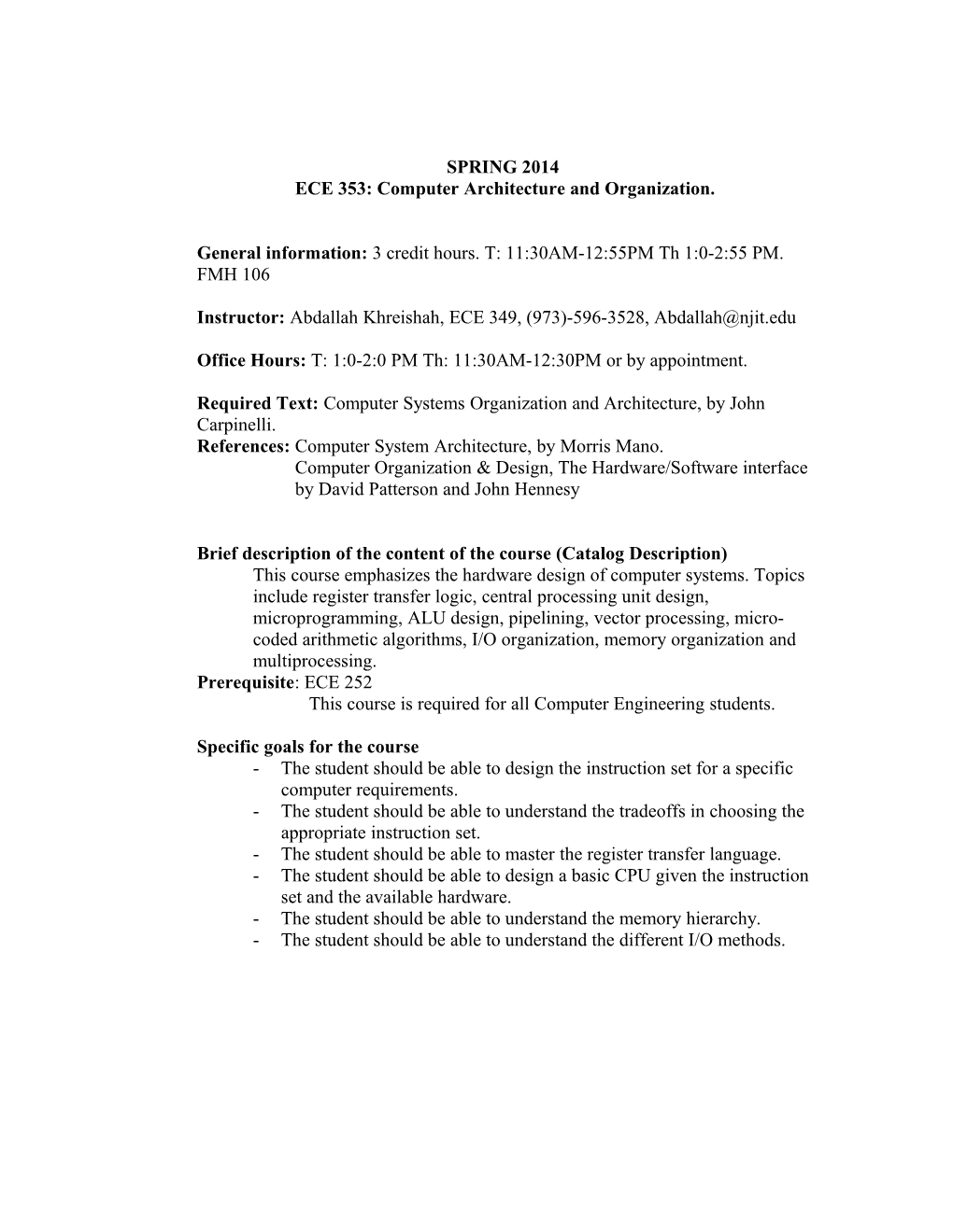 ABET Course Syllabus Template