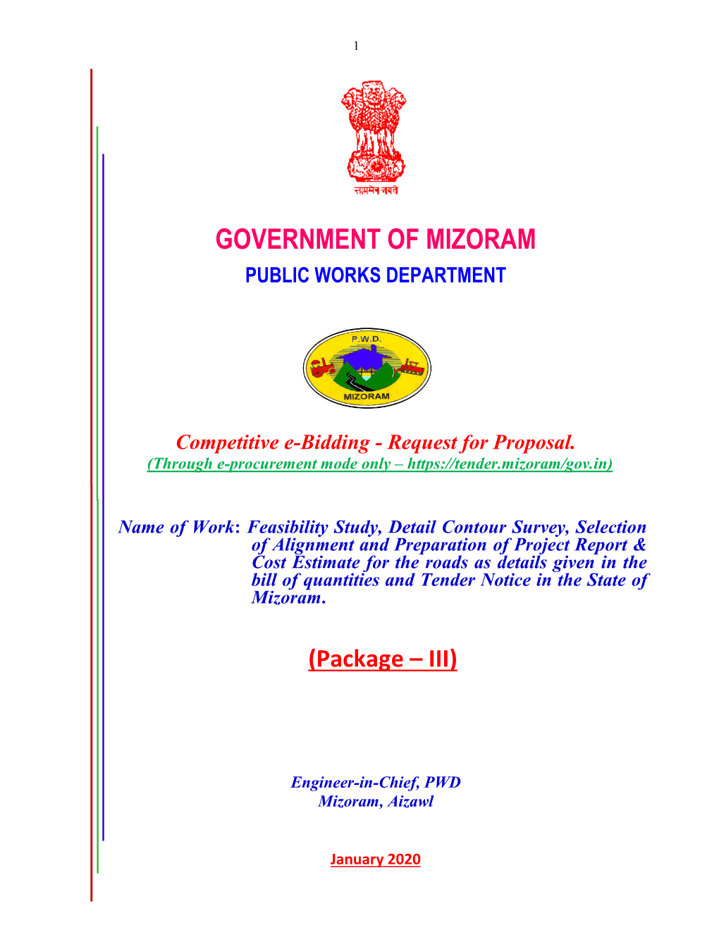 Package III RFP Document E-Procurement for Survey of Roads